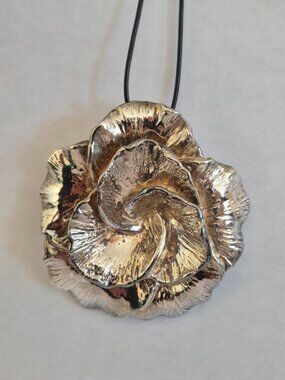 VTG Israeli Sterling Silver Electroform Flower Pendant 925📝
